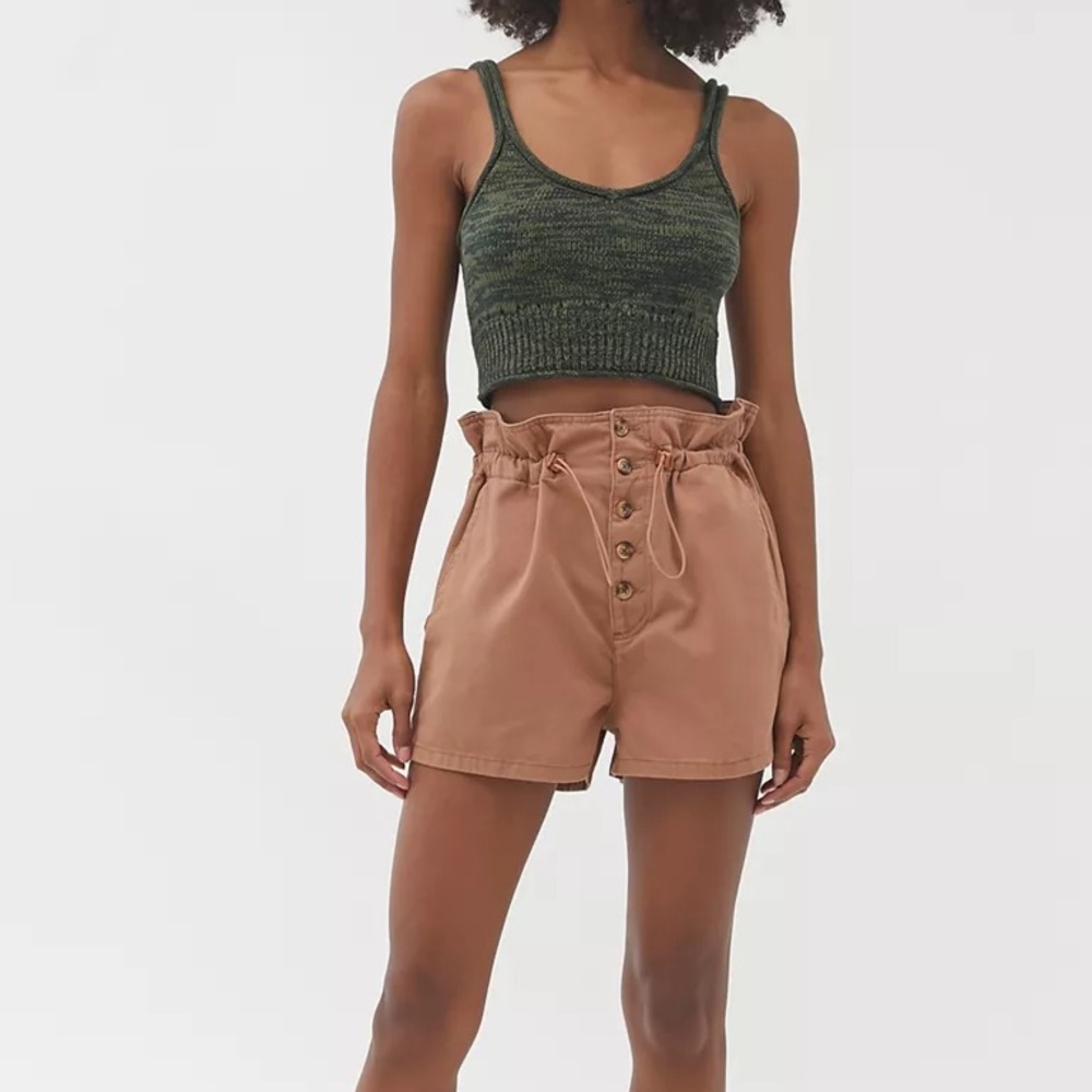 BDG tan paper bag shorts, size S